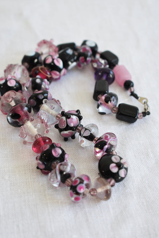 Funky chunky glass bead necklace