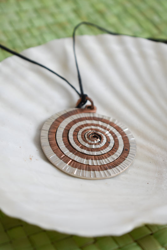 Bob Wyber sterling silver copper spiral pendant