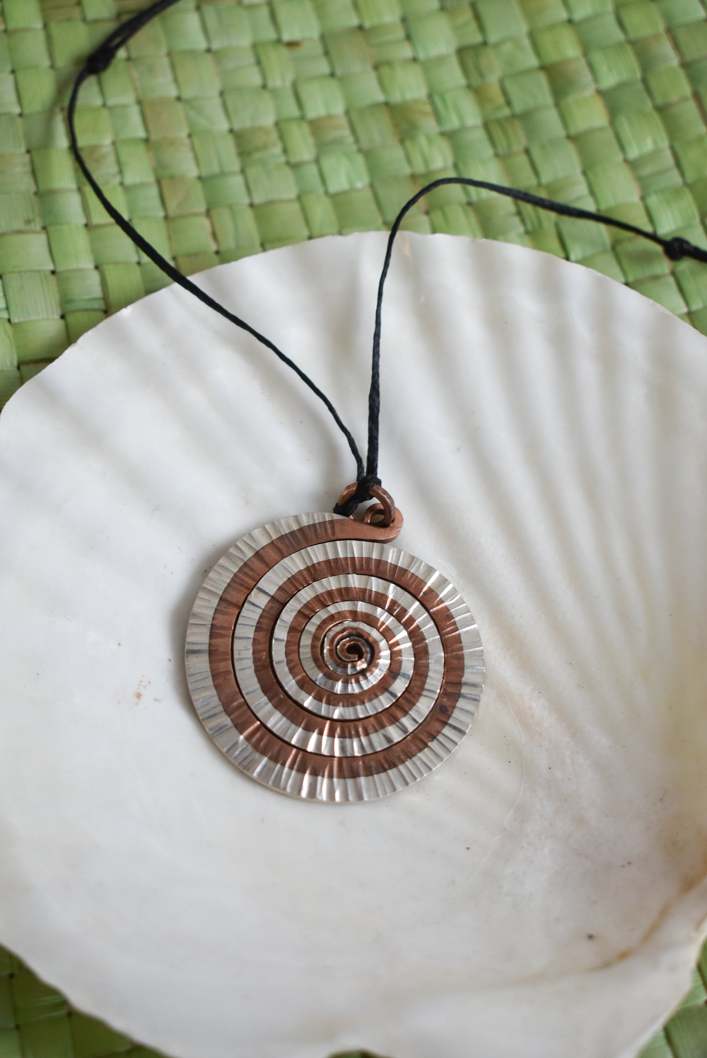 Bob Wyber sterling silver copper spiral pendant