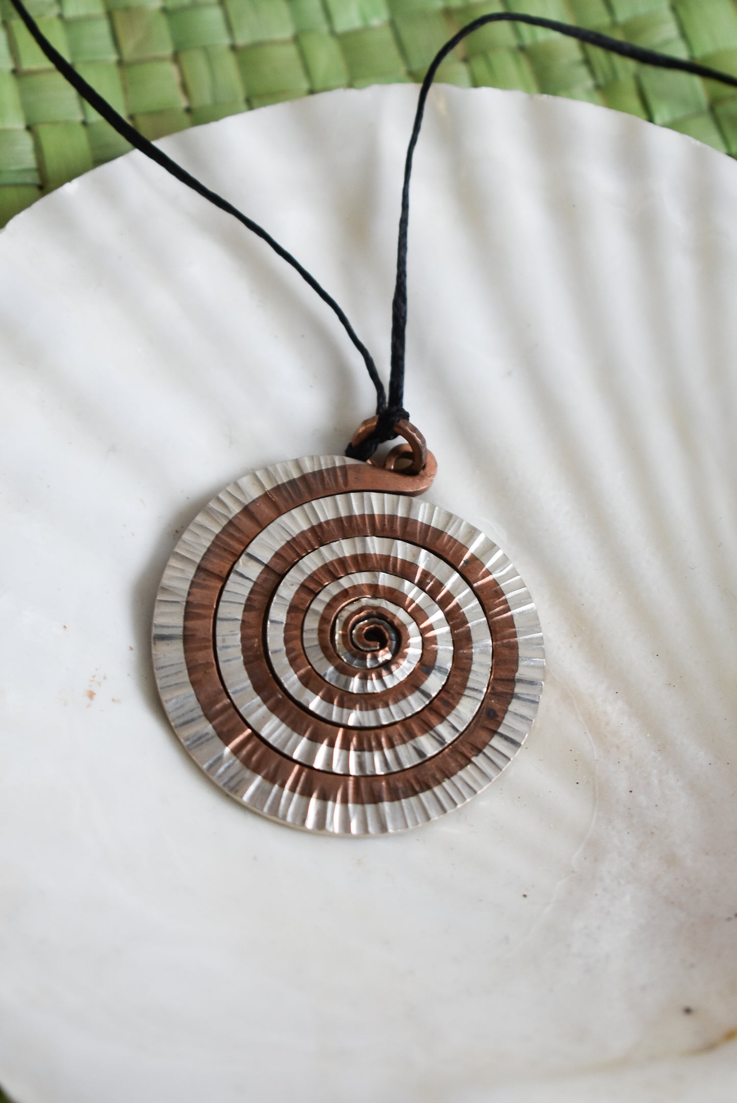 Bob Wyber sterling silver copper spiral pendant