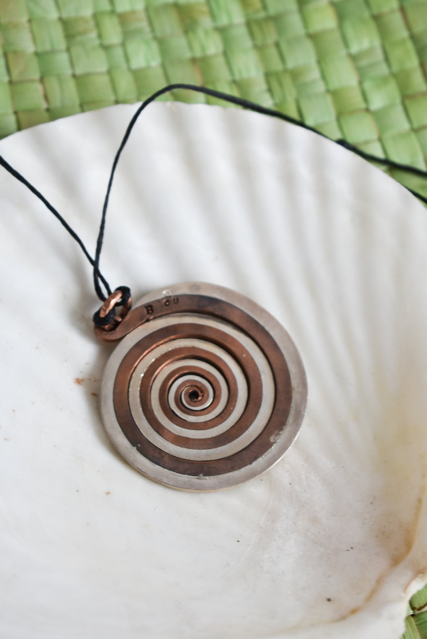 Bob Wyber sterling silver copper spiral pendant