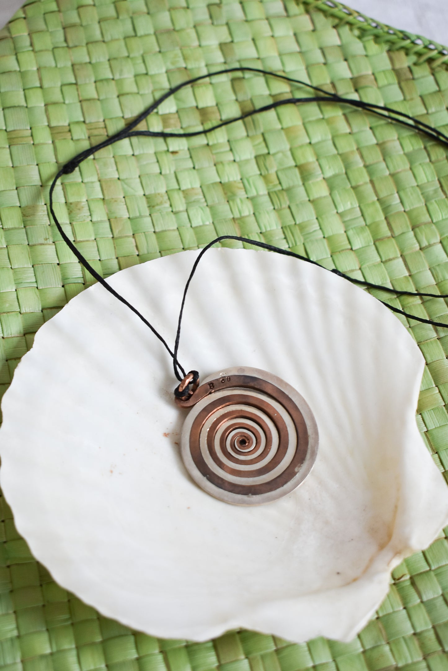 Bob Wyber sterling silver copper spiral pendant