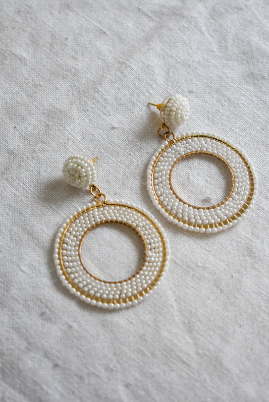 Retro beaded circle drop studs