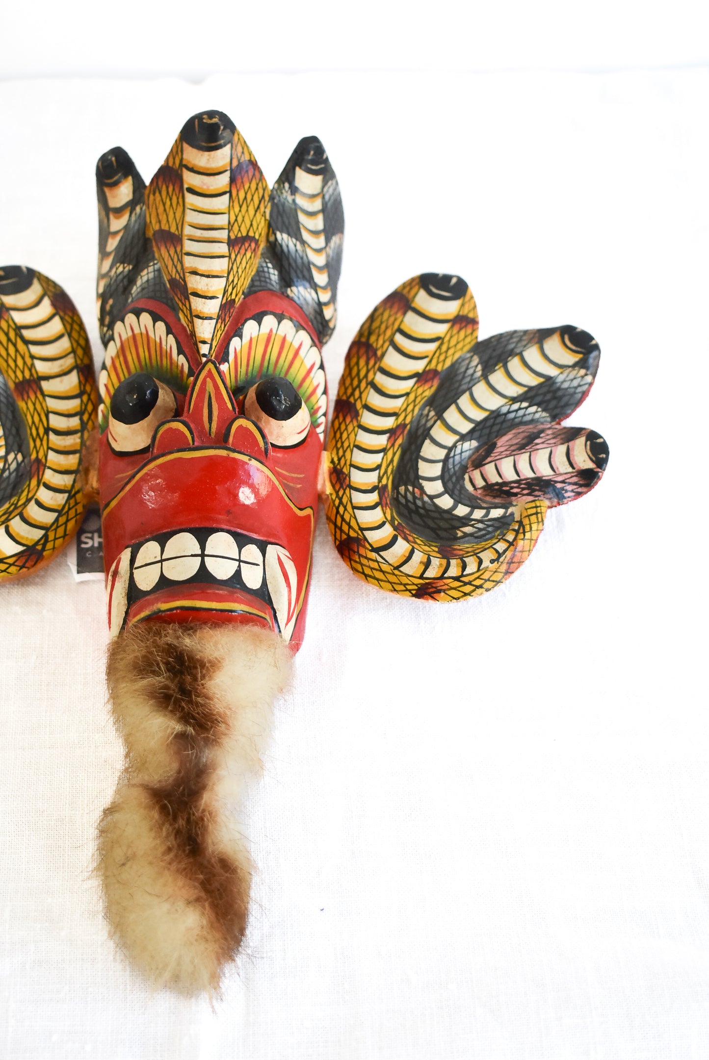 Vintage Sri Lankan mask with fur