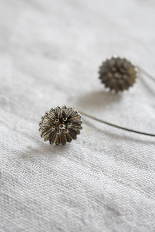 Sterling silver flower stem earrings