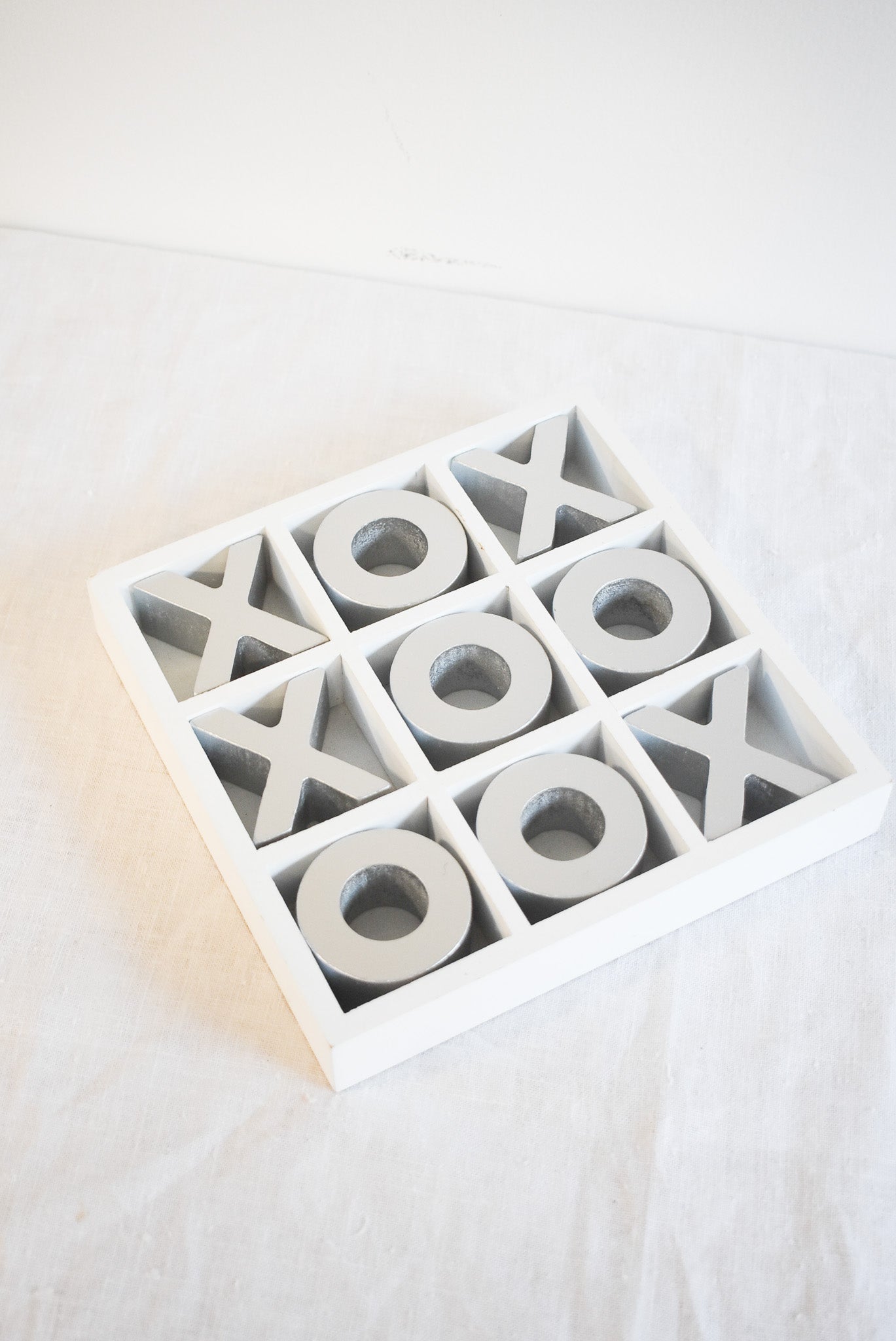 Naughts + Crosses wooden game