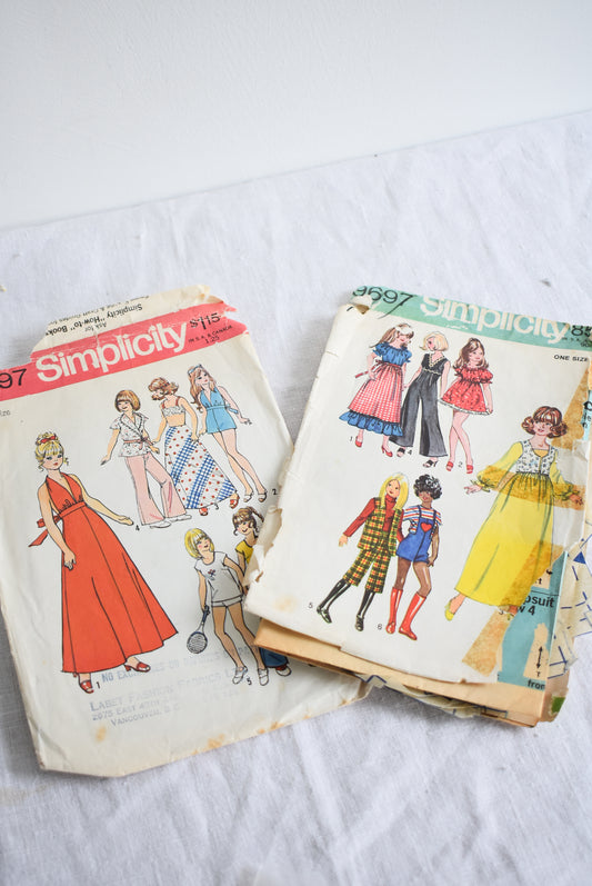 Vintage 1970's Barbie sewing patterns, 2 packs