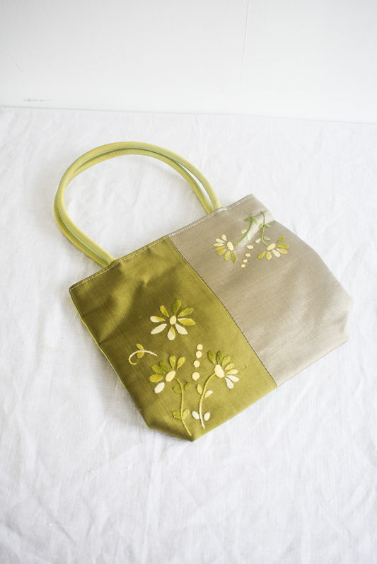 Silk floral embroidered handbag