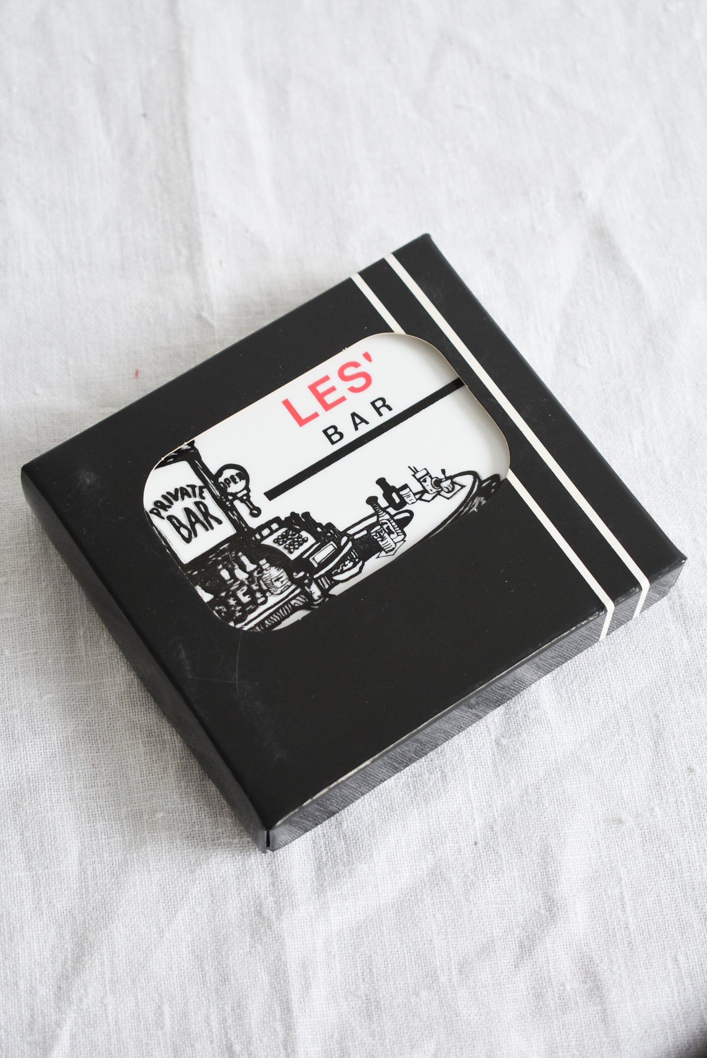 Les' Bar cork coasters