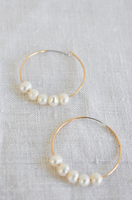 Stunning real pearl hoop earrings