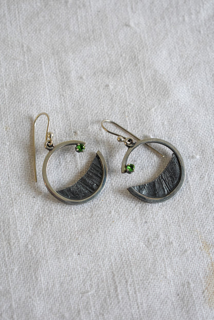 Bob Wyber silver + Tsavorite garnet earrings