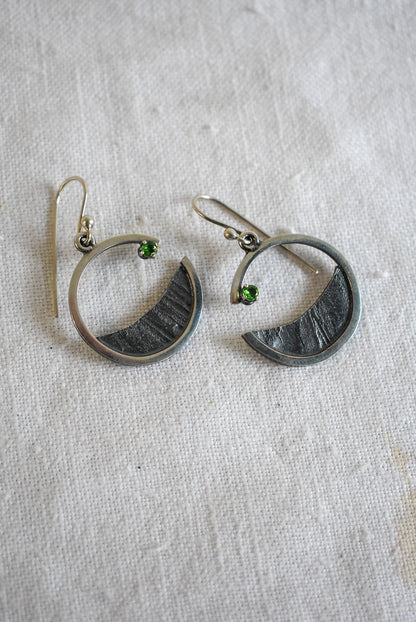 Bob Wyber silver + Tsavorite garnet earrings
