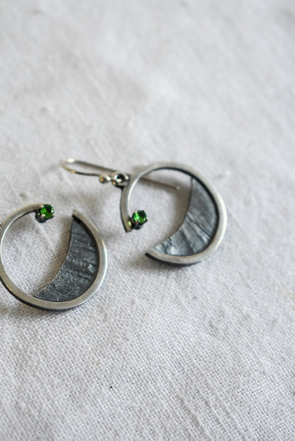 Bob Wyber silver + Tsavorite garnet earrings