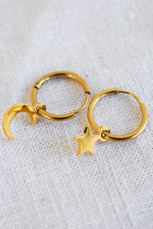 Golden "starry night" sleeper earrings