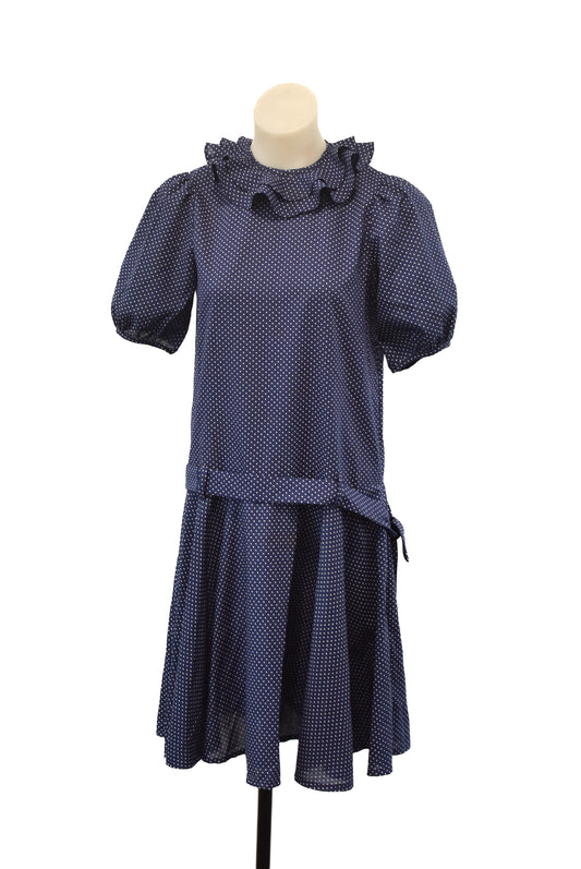 Edward & Emma retro navy polka dot dress, size S-M