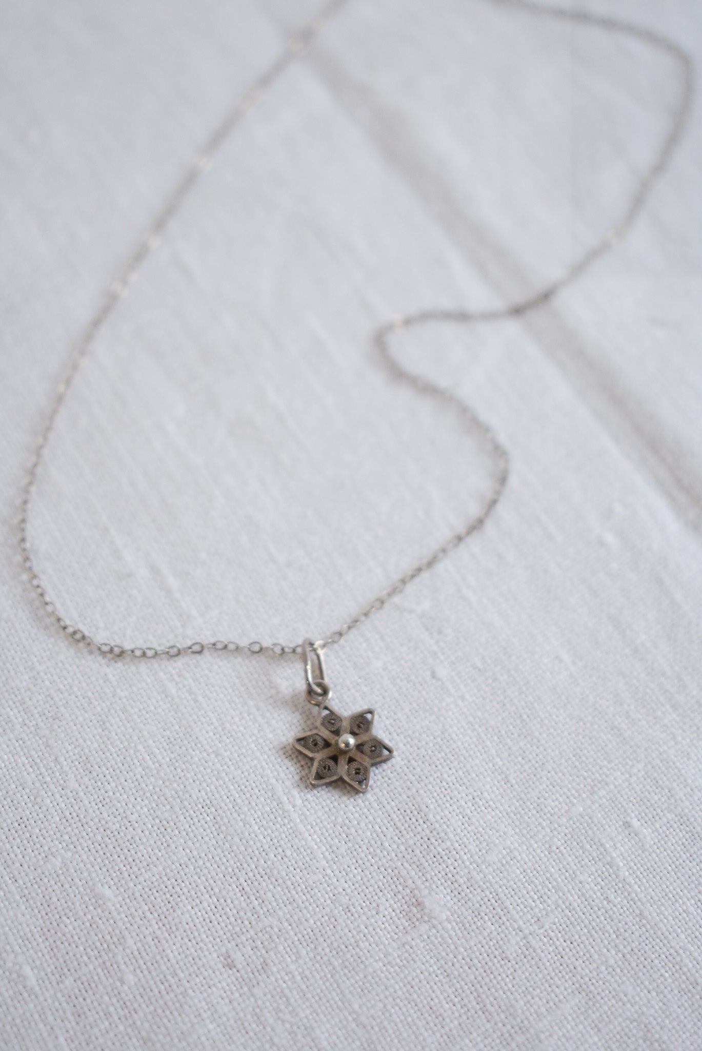 925 Silver Filigree flower necklace