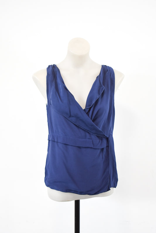 Country Road midnight blue silk top, size XS