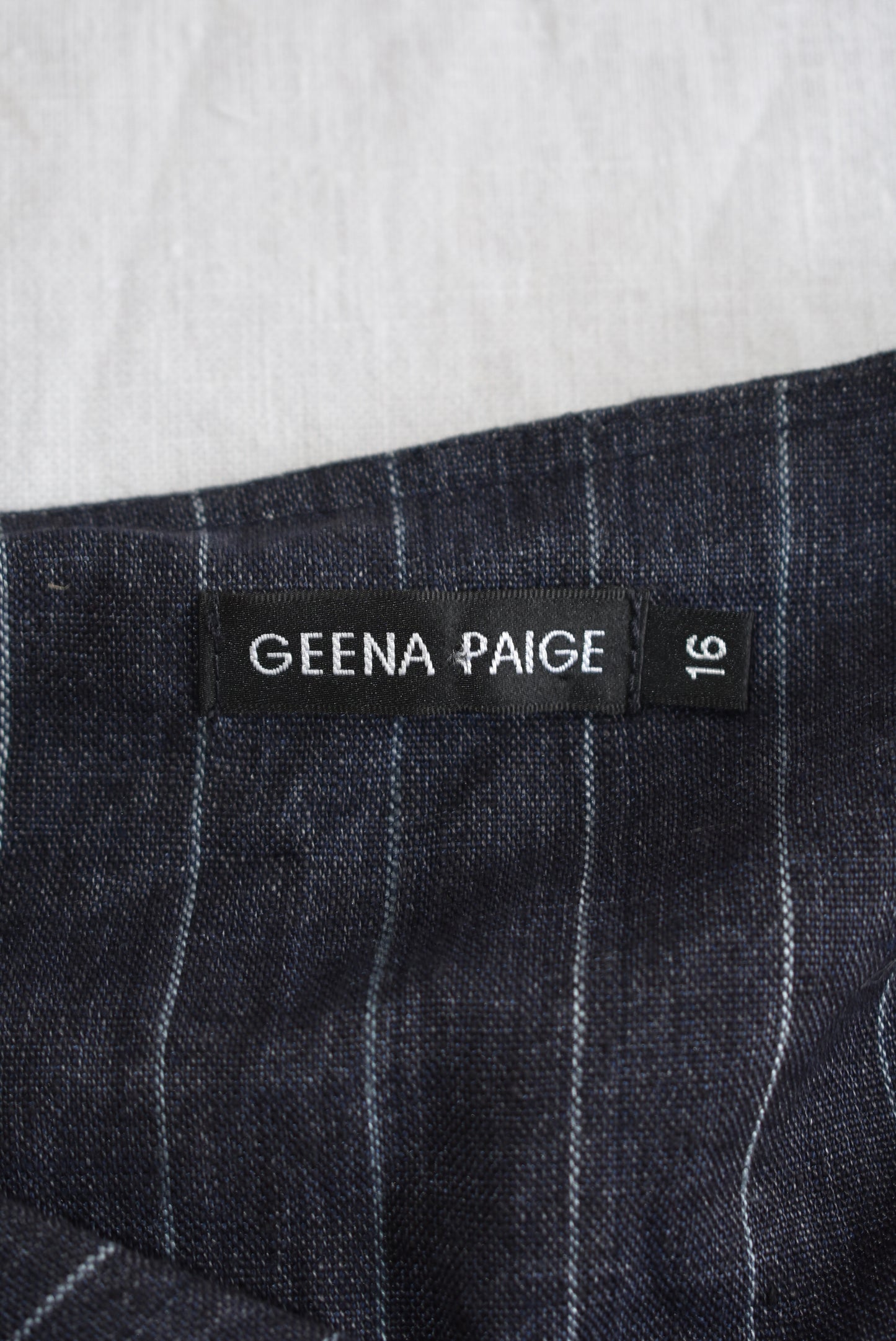 Geena Paige navy Pinstripe Linen button down jacket