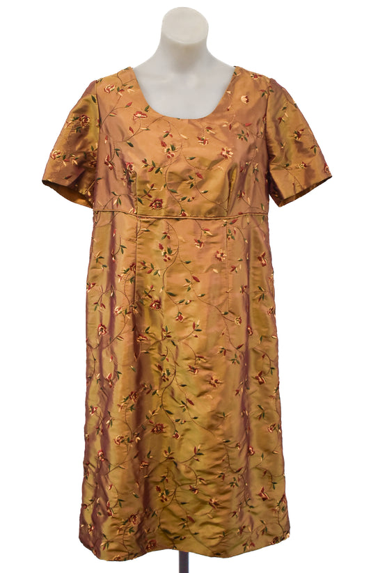 Bronze floral empire dress, size M