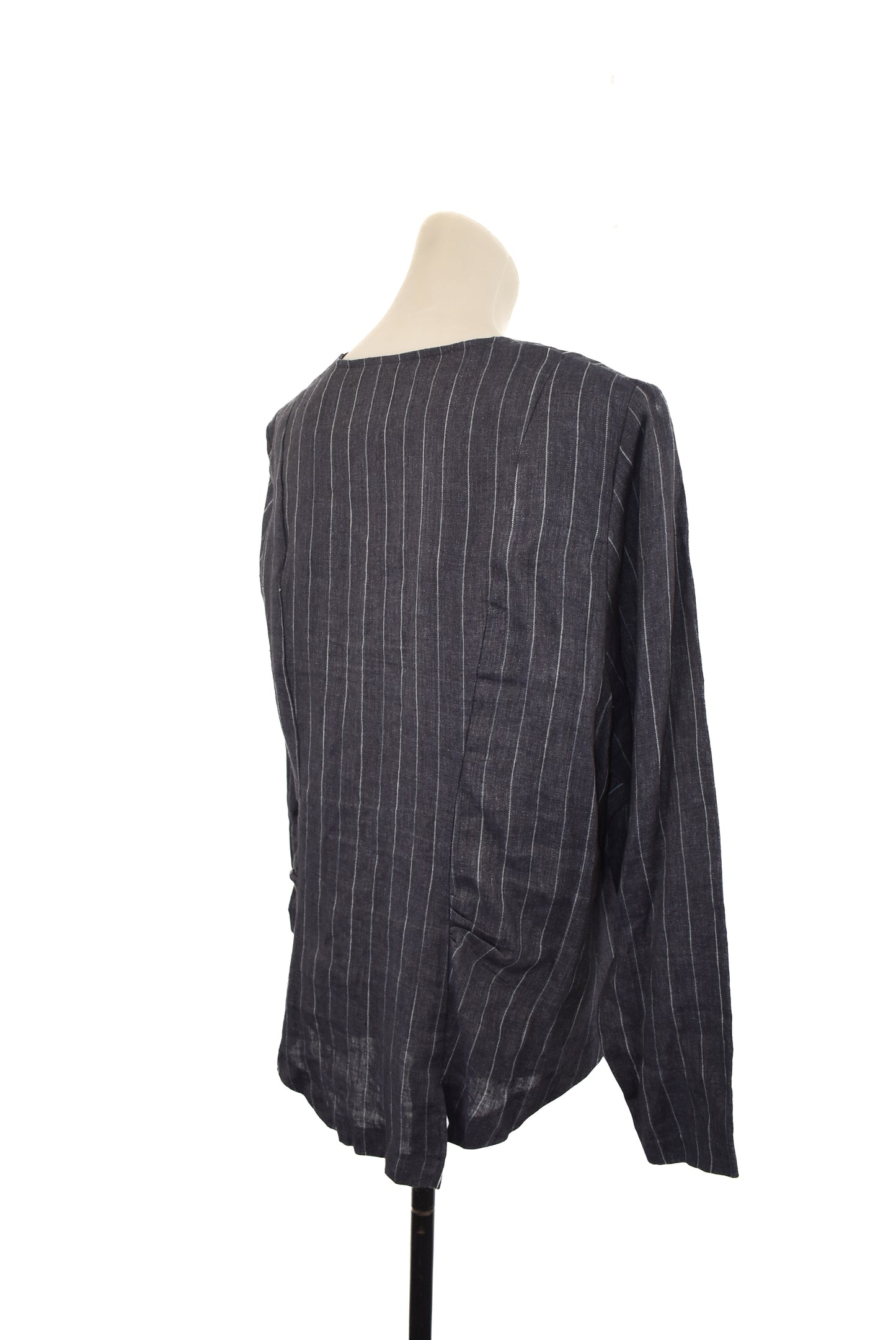 Geena Paige navy Pinstripe Linen button down jacket