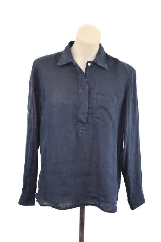 Gap navy blue  100% linen blouse, M