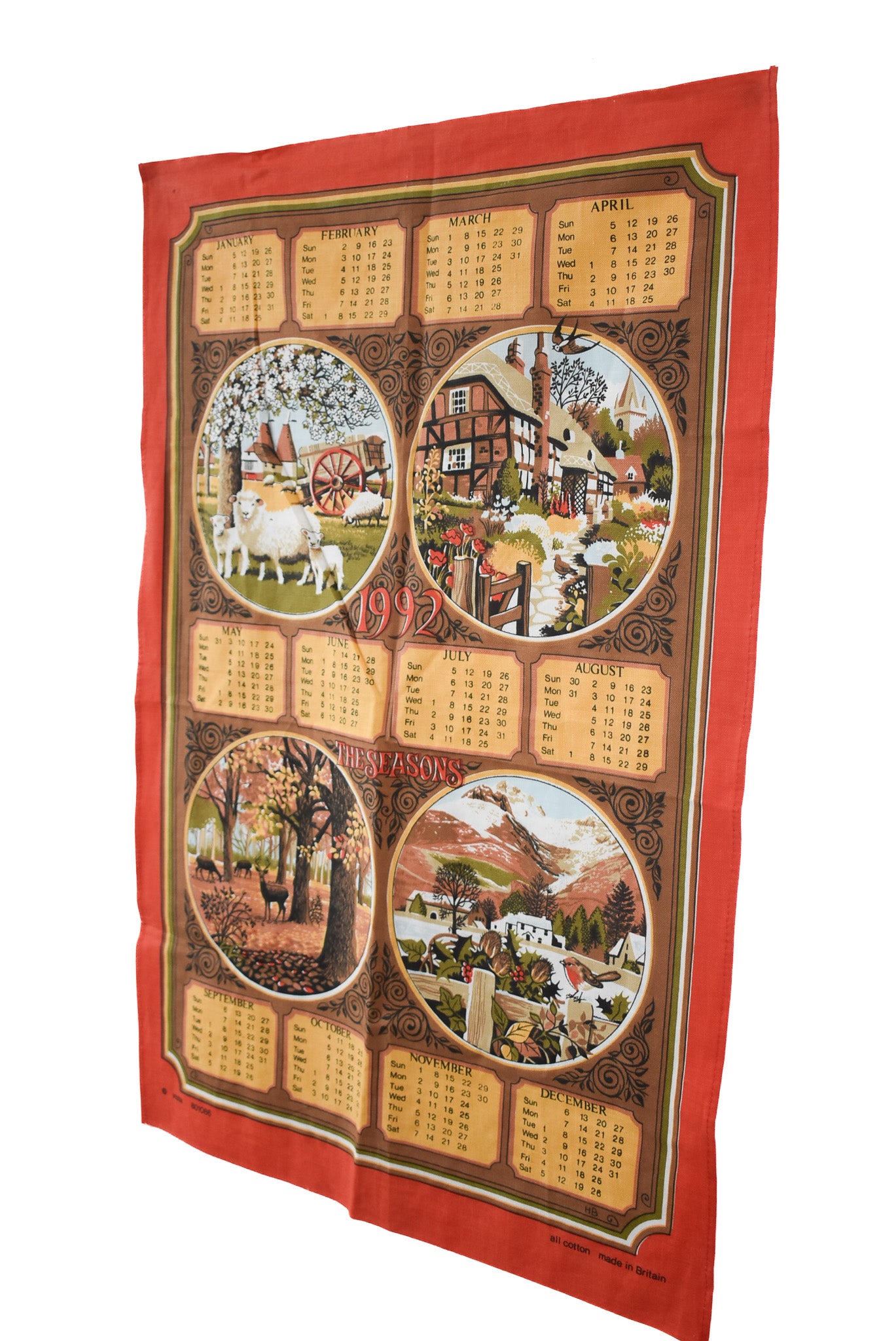 1992 The Seasons vintage tea towel