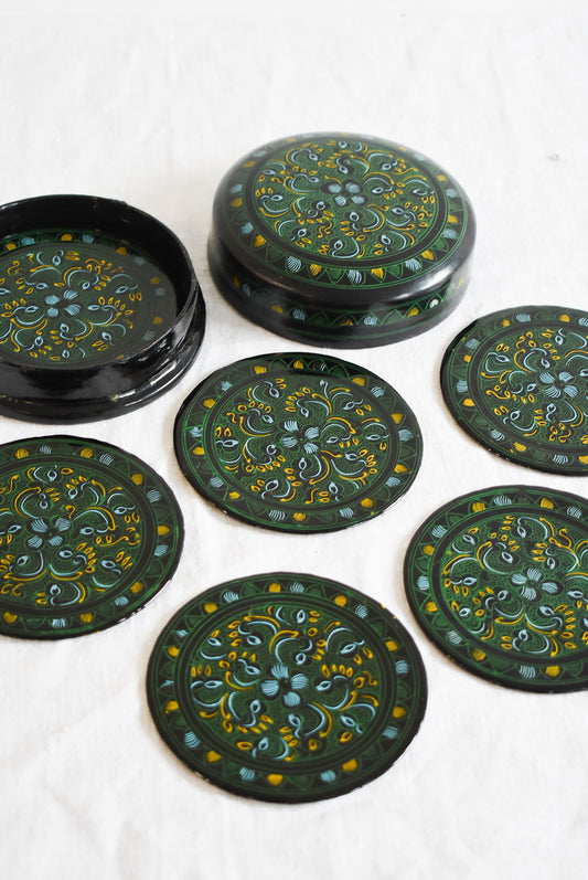 Antique Burmese handcrafted lacquerware Betel Kun it boxes & coasters