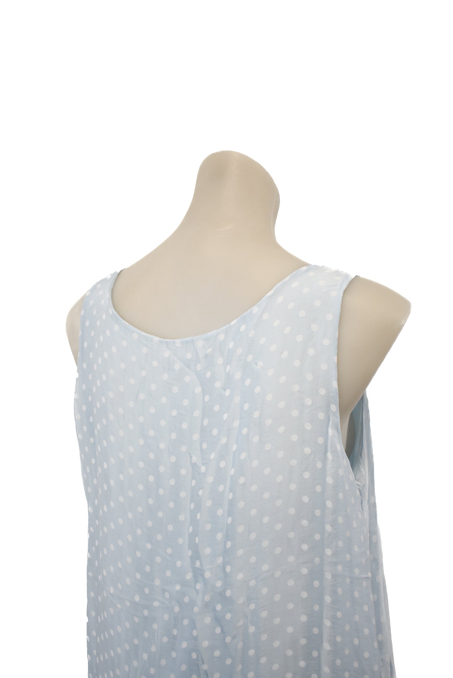 M Made In Italy, silky blue polka dot top, S