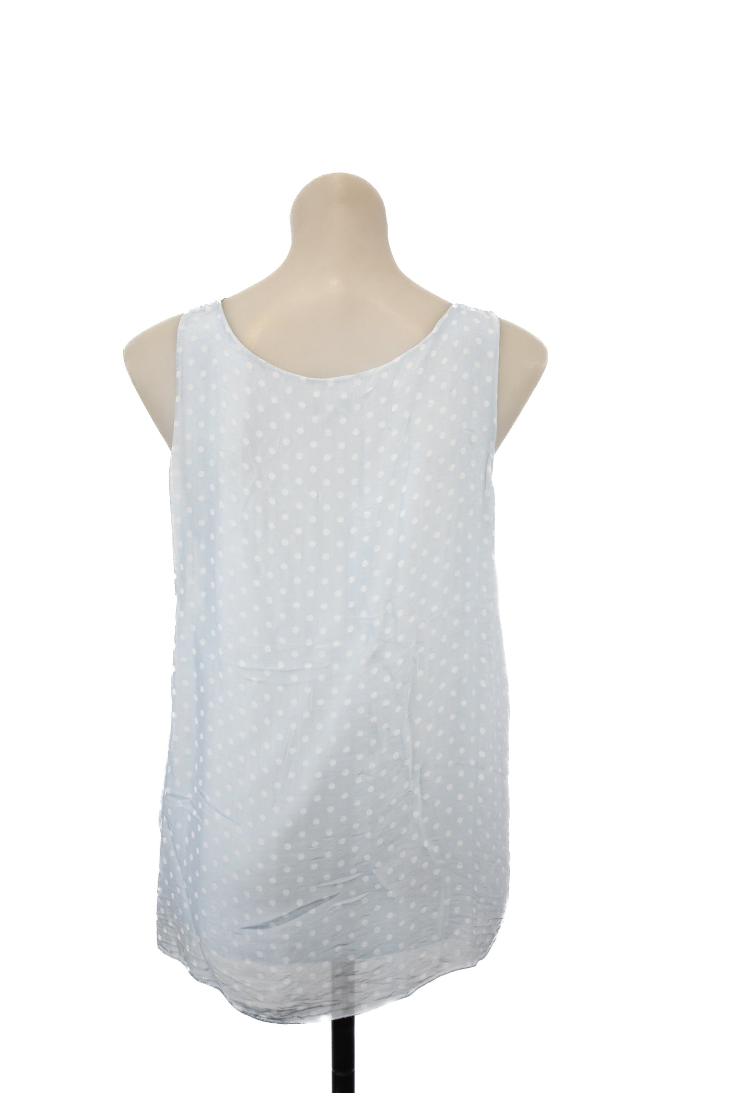 M Made In Italy, silky blue polka dot top, S