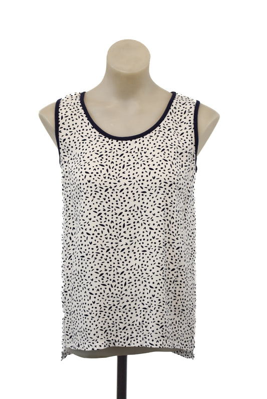 I AM ANDREA MOORE white & navy top, 8