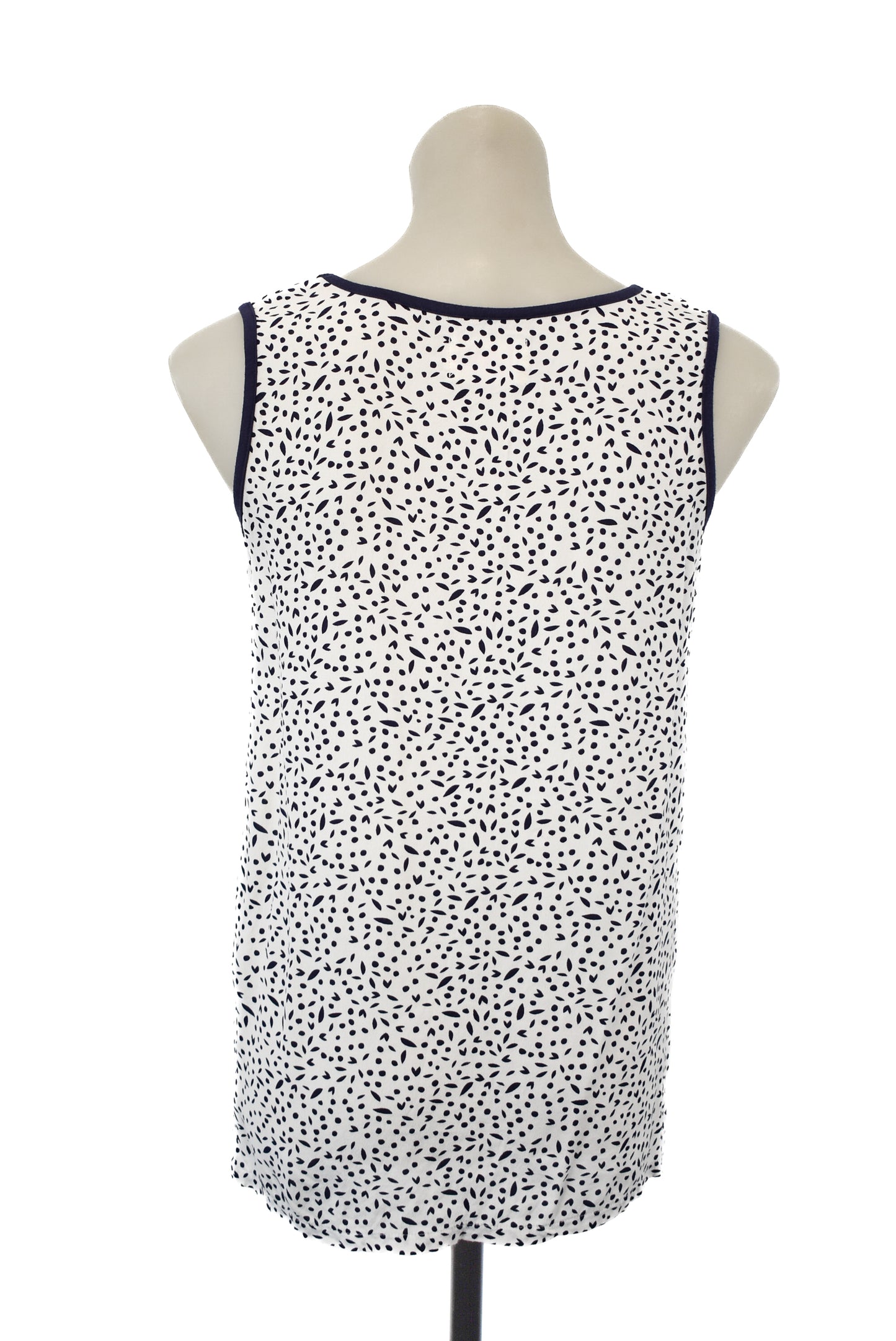 I AM ANDREA MOORE white & navy top, 8