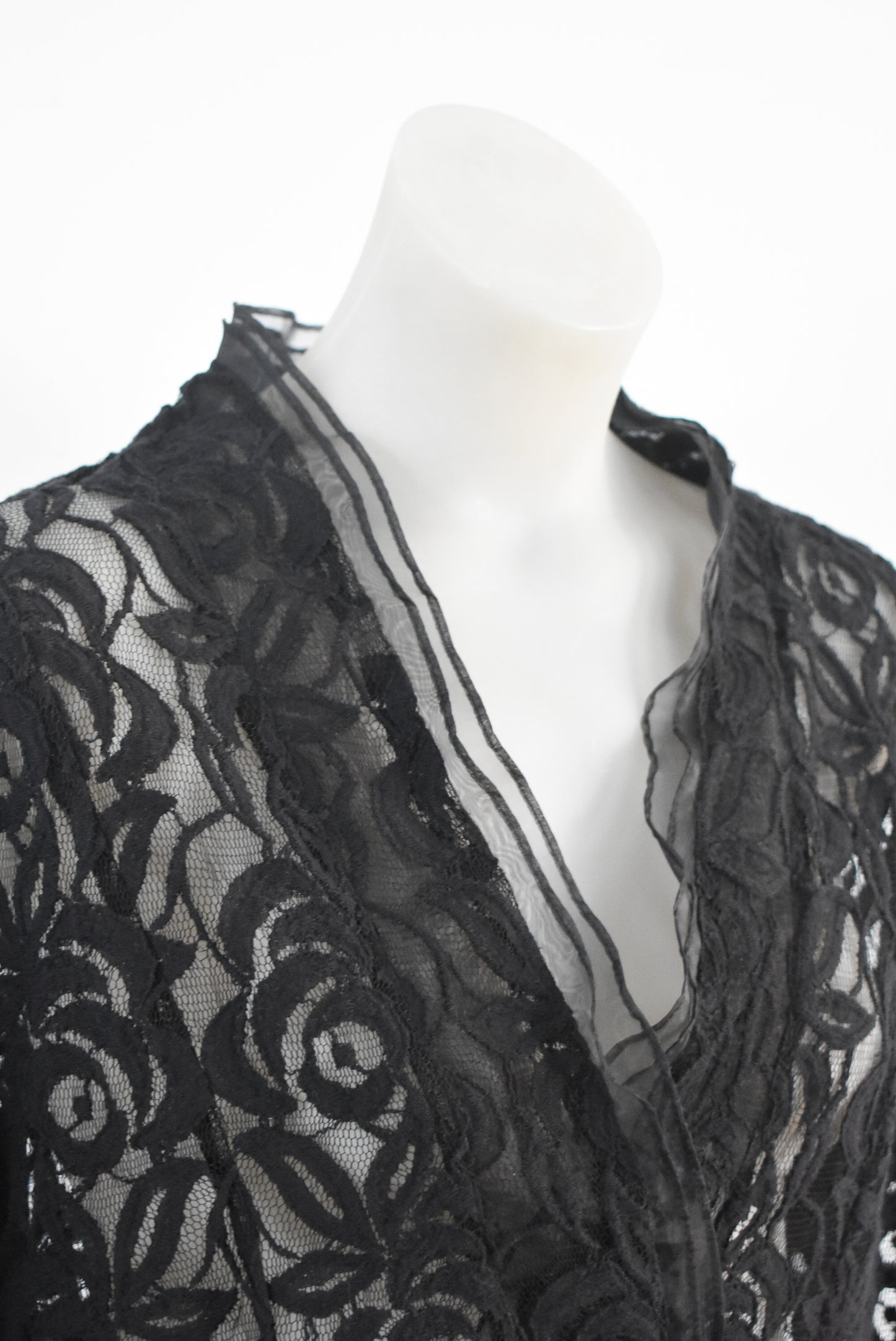 Stunning handmade black lace blazer, M/L