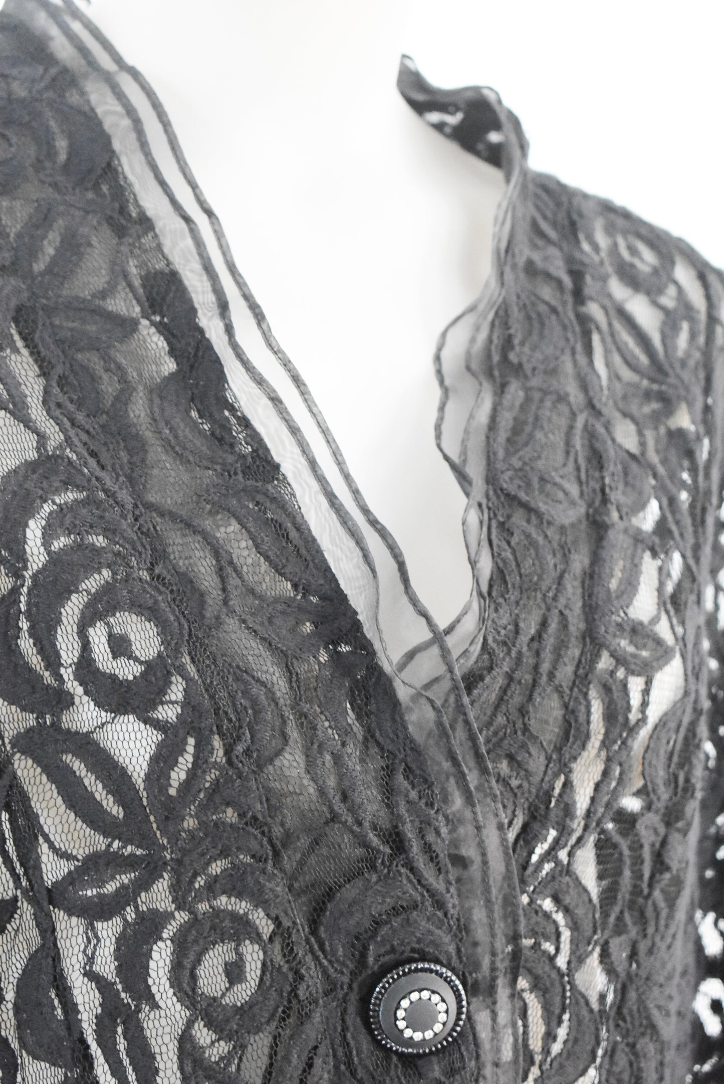 Stunning handmade black lace blazer, M/L