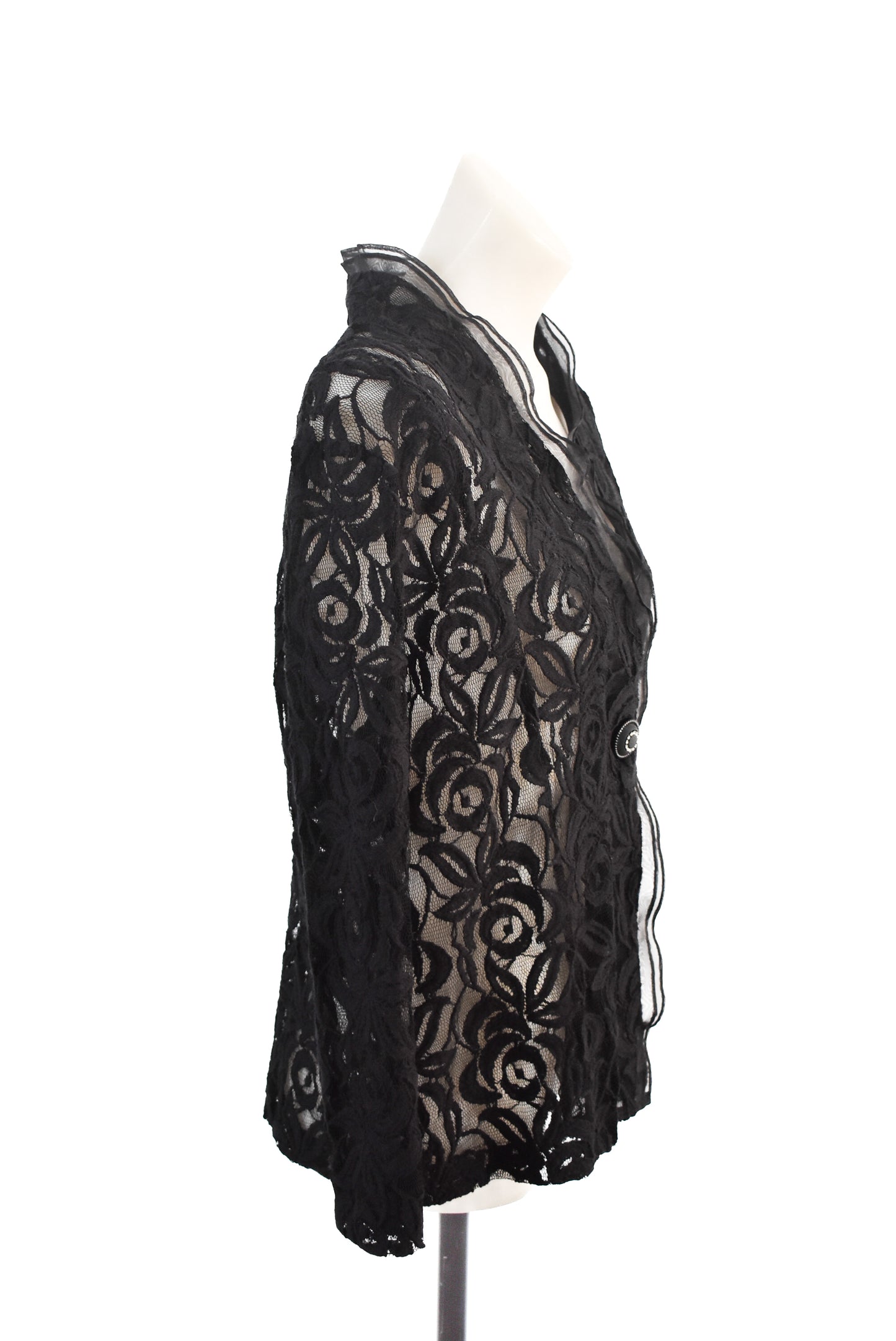 Stunning handmade black lace blazer, M/L