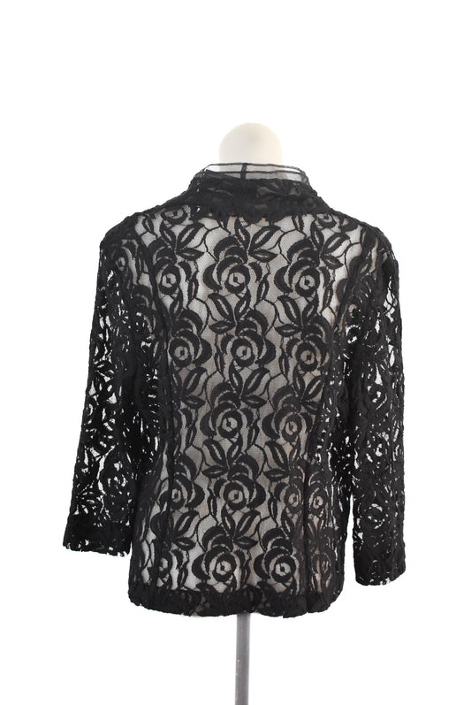 Stunning handmade black lace blazer, M/L