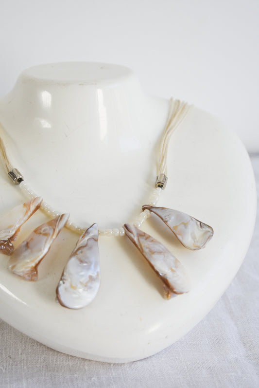 Statement beaded shell necklace