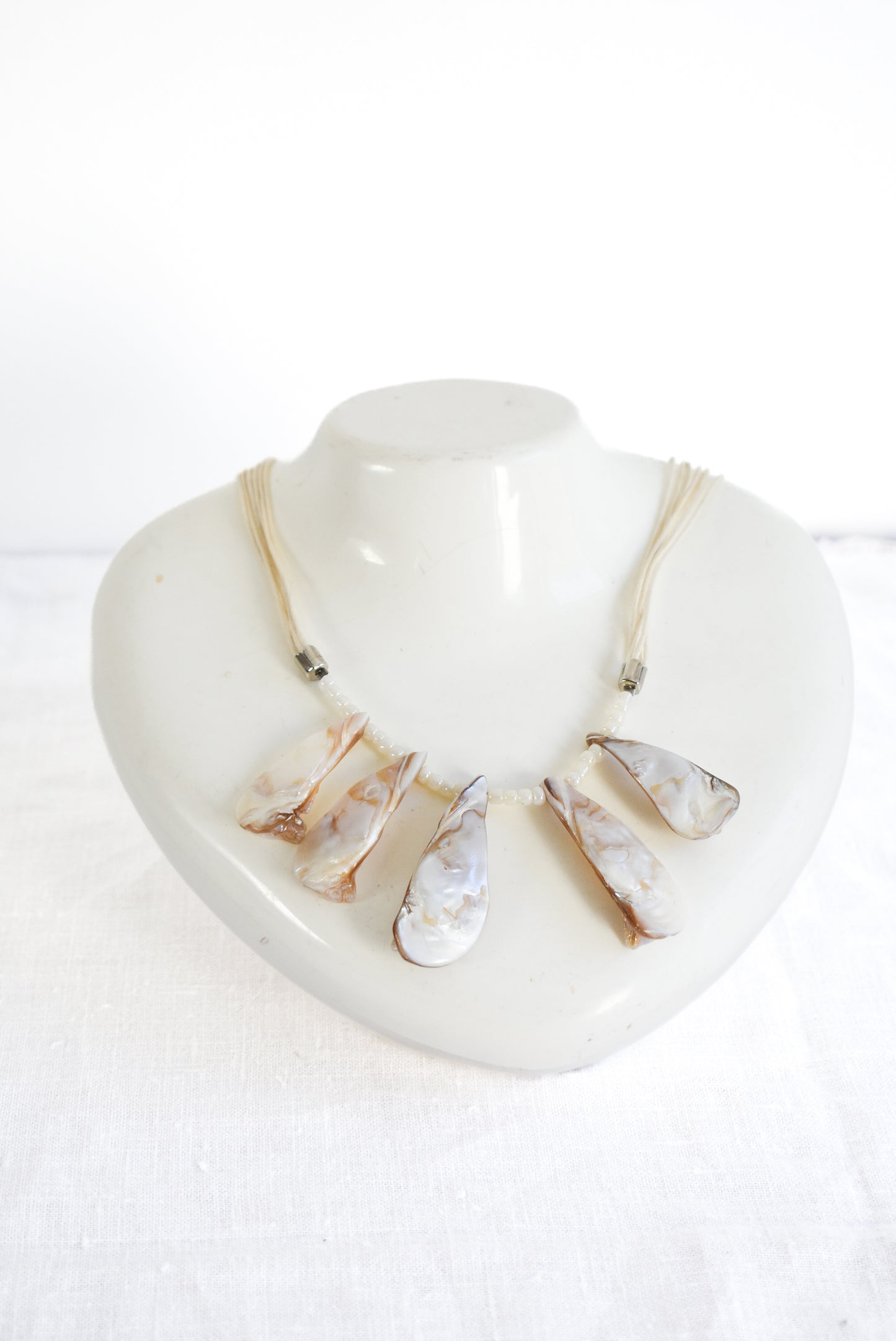 Statement beaded shell necklace