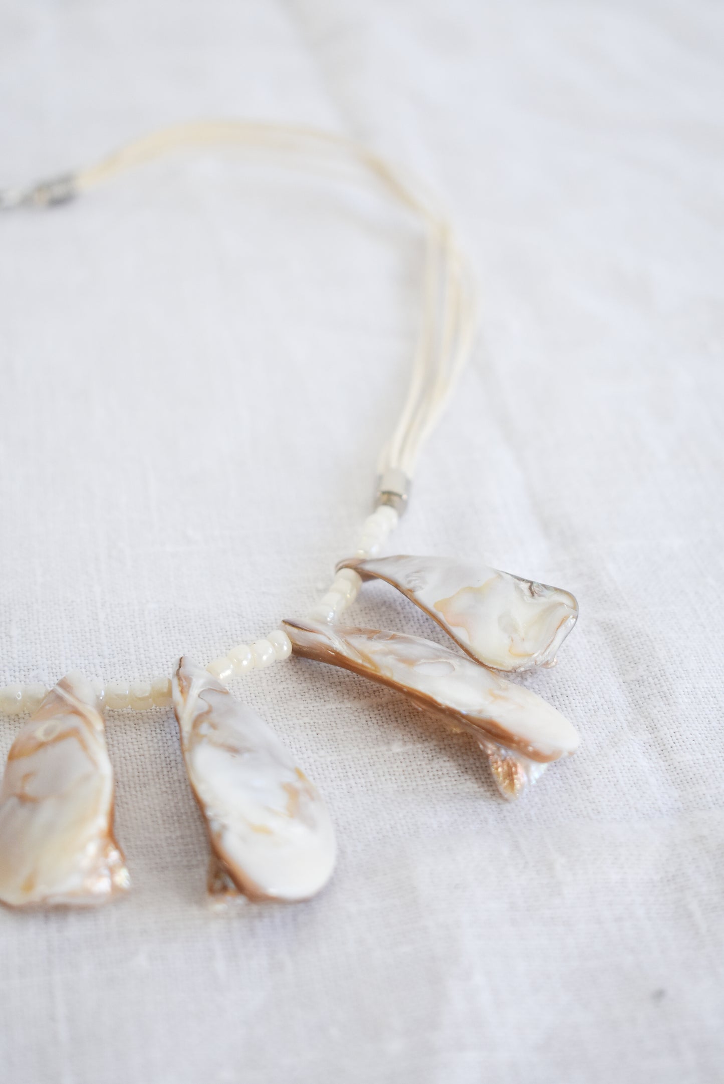 Statement beaded shell necklace