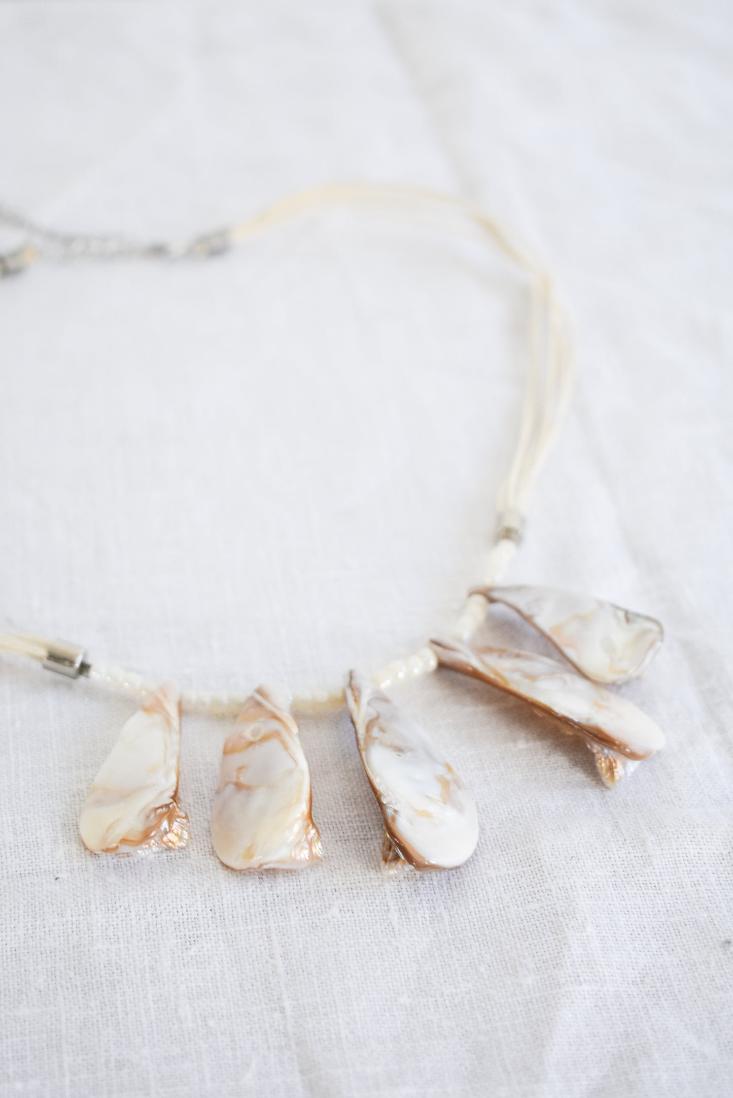 Statement beaded shell necklace