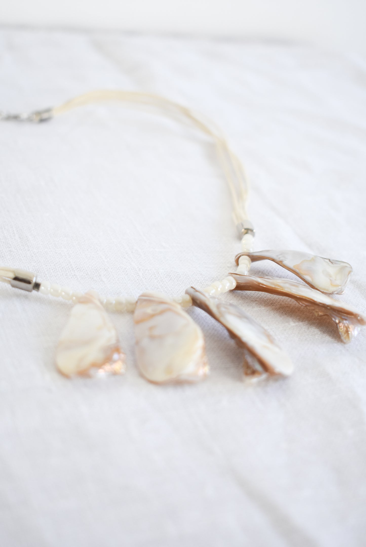 Statement beaded shell necklace