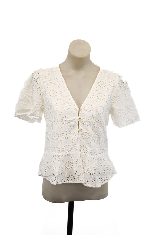 Zara TRF collection white lacey blouse, S