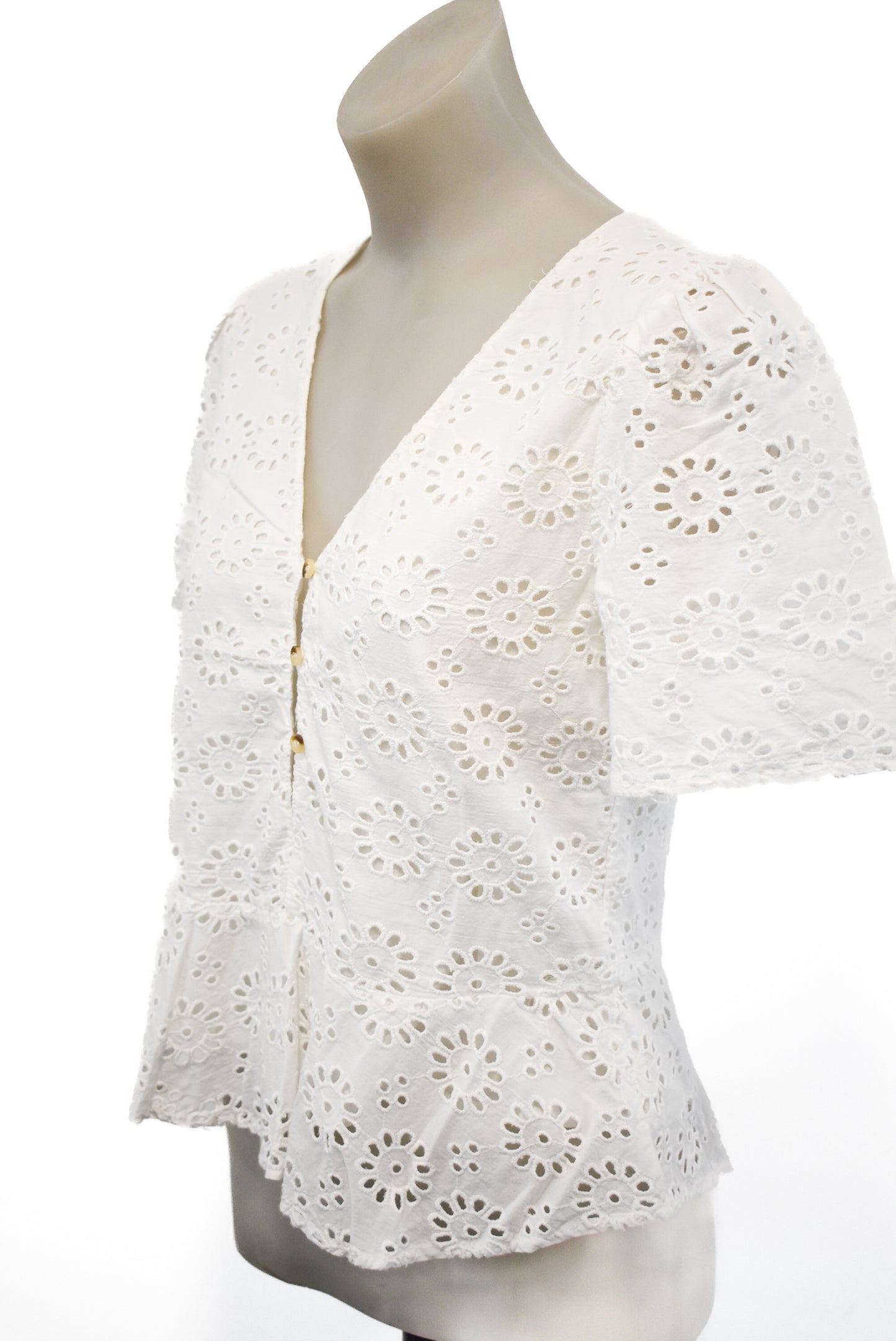 Zara TRF collection white lacey blouse, S