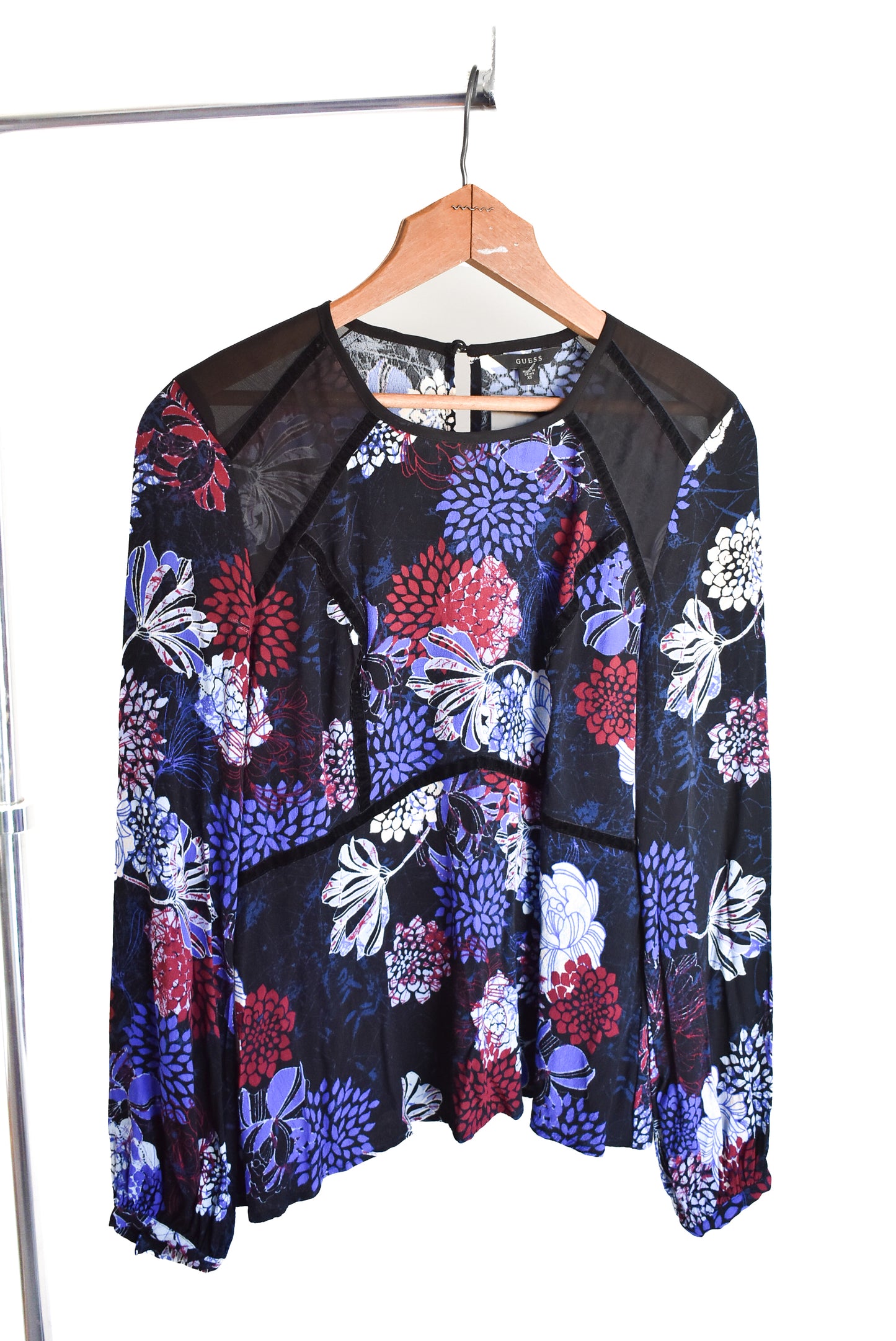 GUESS floral flowy long sleeve blouse, XS