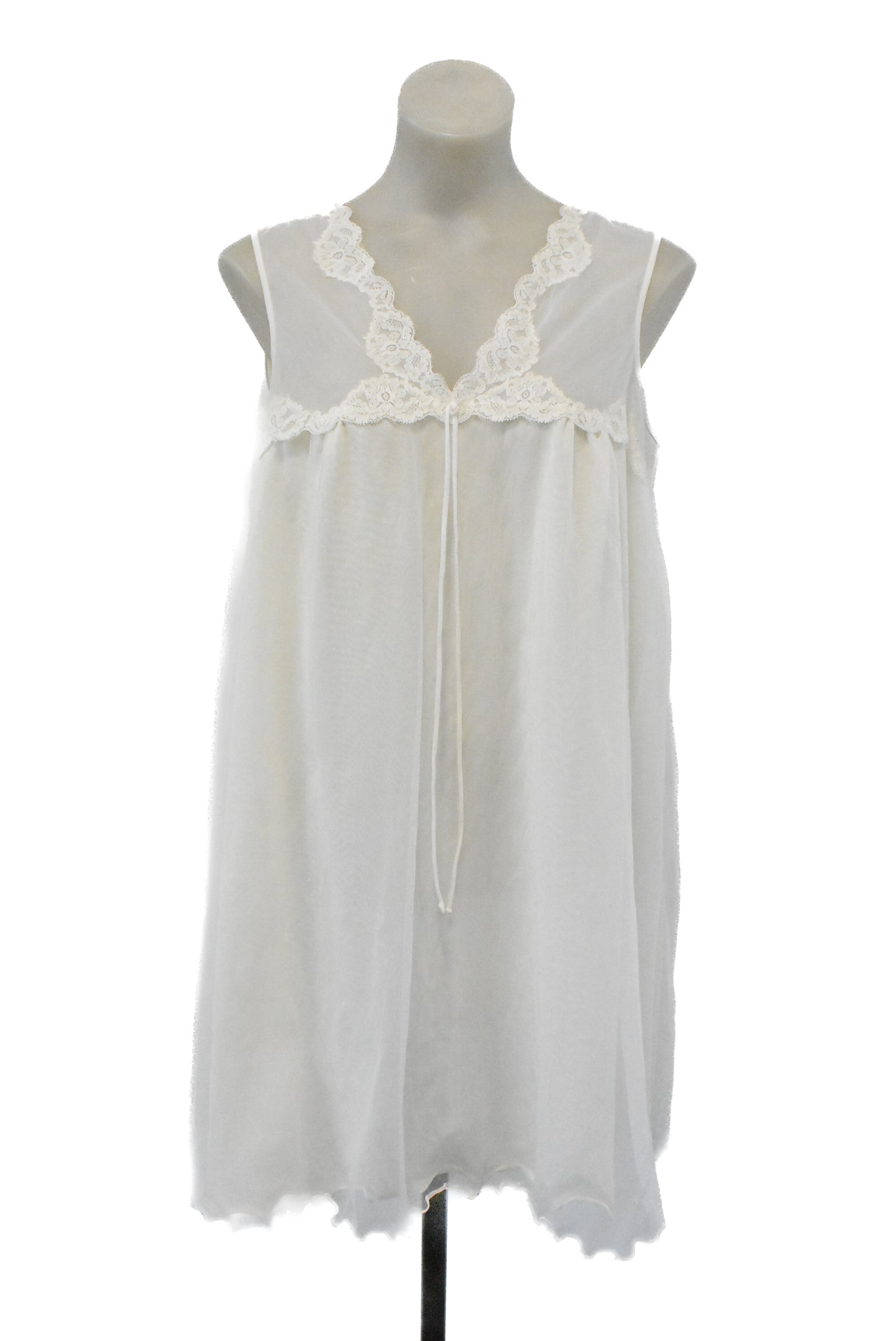 Vintage handmade white lace sleeveless babydoll dress, S/M