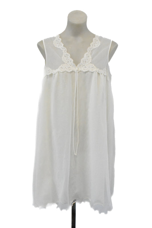 Vintage handmade white lace sleeveless babydoll dress, S/M