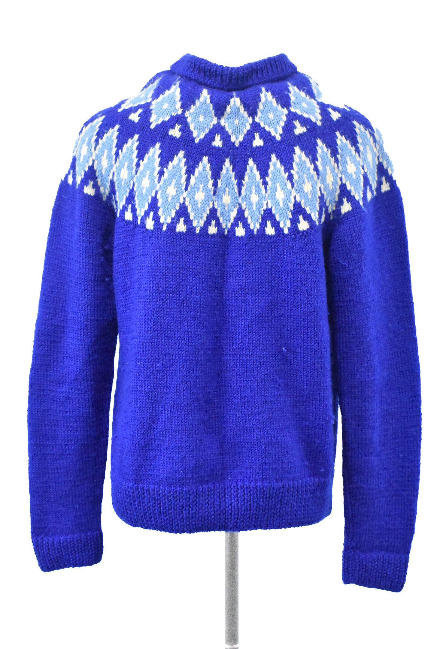 Retro chunky blue handknit jumper, M/L