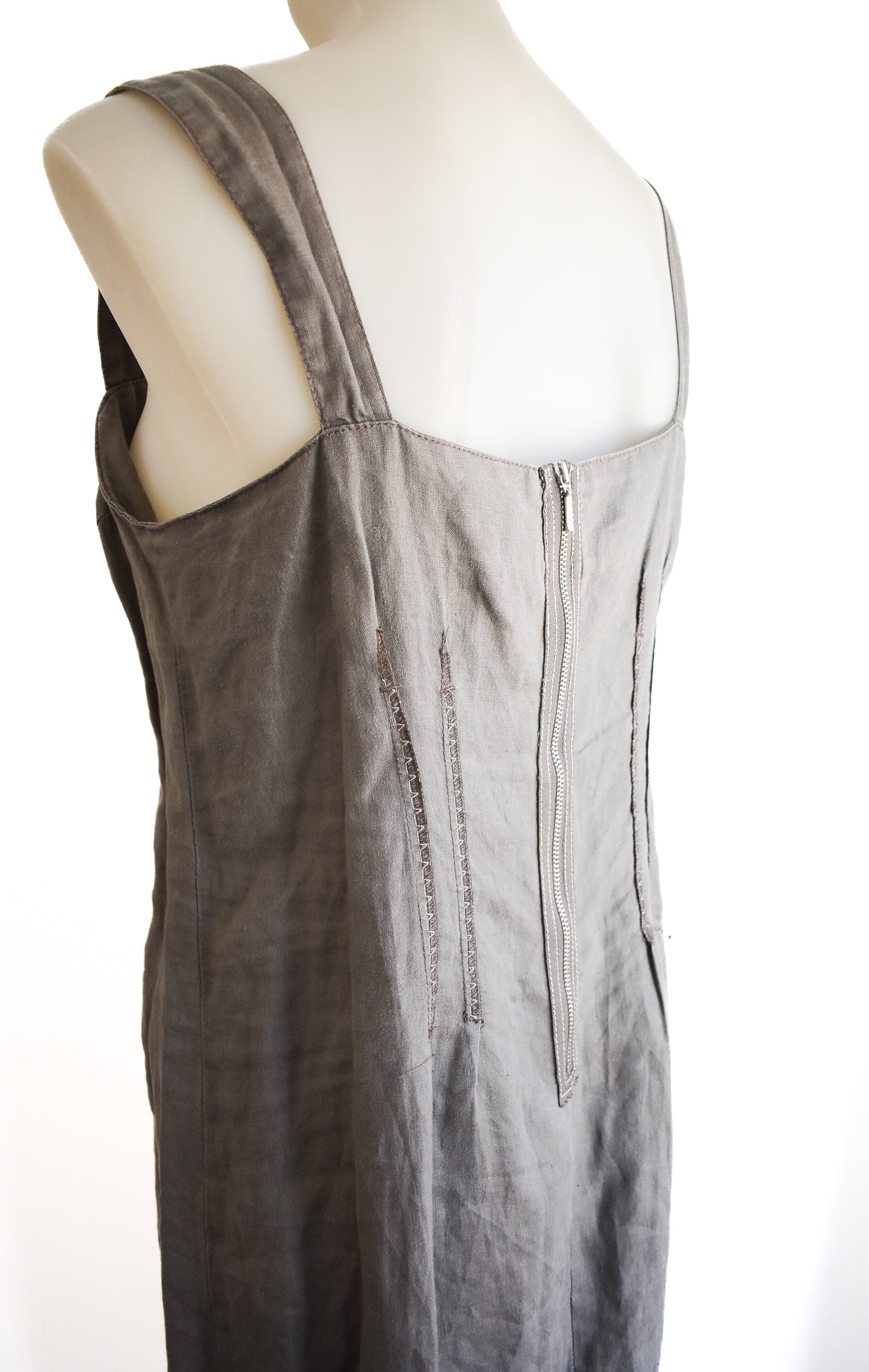 Marilyn Seyb grey linen dress, 10