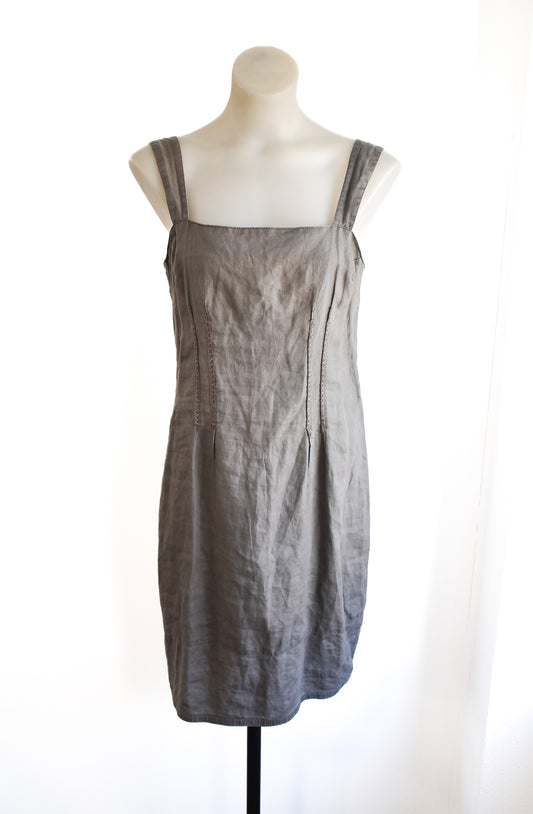 Marilyn Seyb grey linen dress, 10