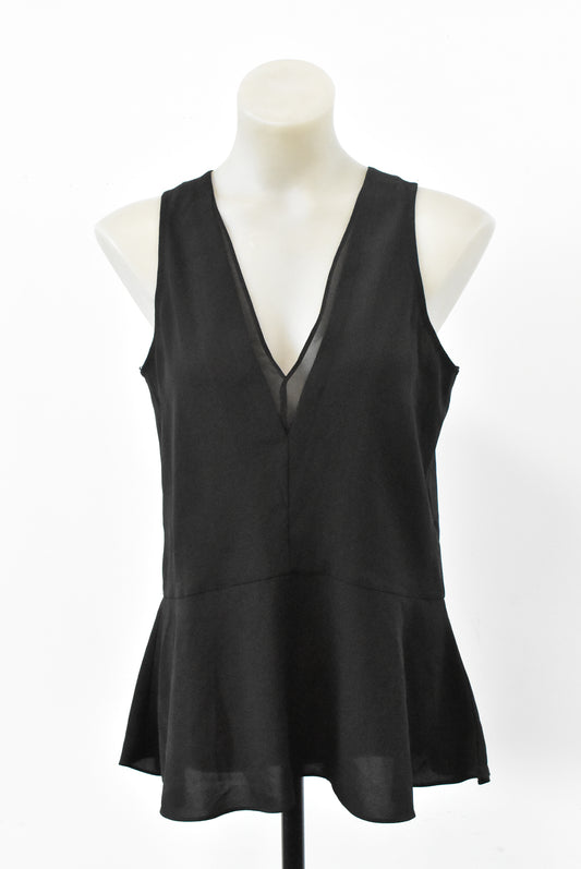 Jane Lamerton black flowy vest top, 10