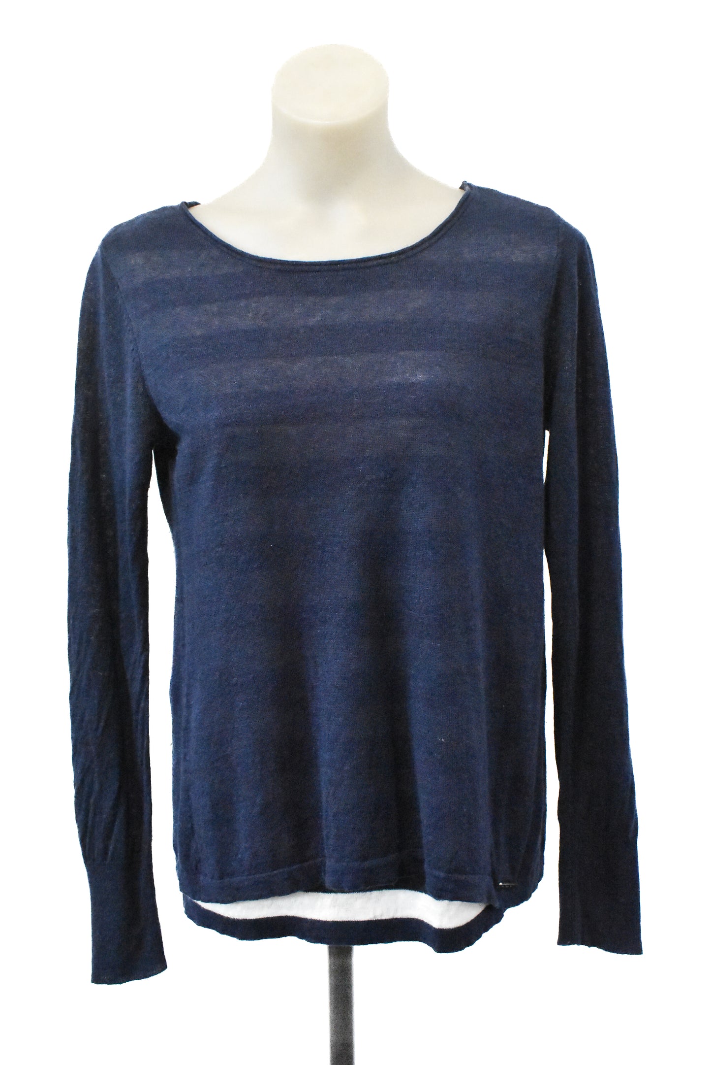 Gabriella navy blue solid & stripes knit jumper, 8